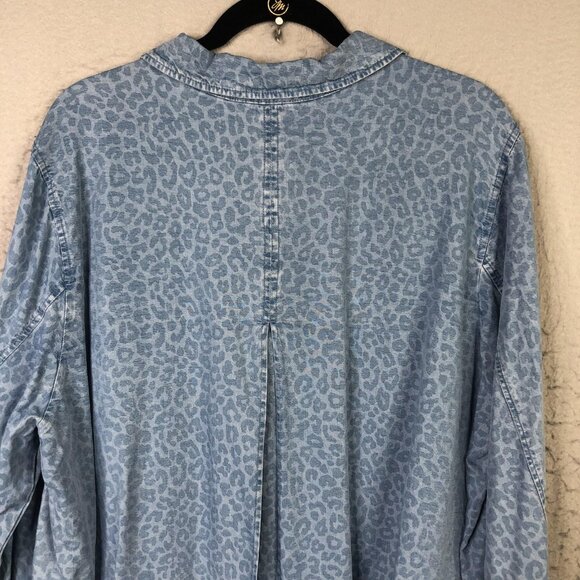 Soft Surroundings Shirt Womens 2X Blue Leopard Tencel Button Front SF3135 - Picture 12 of 16